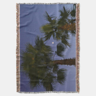 Tropical Palm Tree Wall Art Twilight Coastal スローブランケット