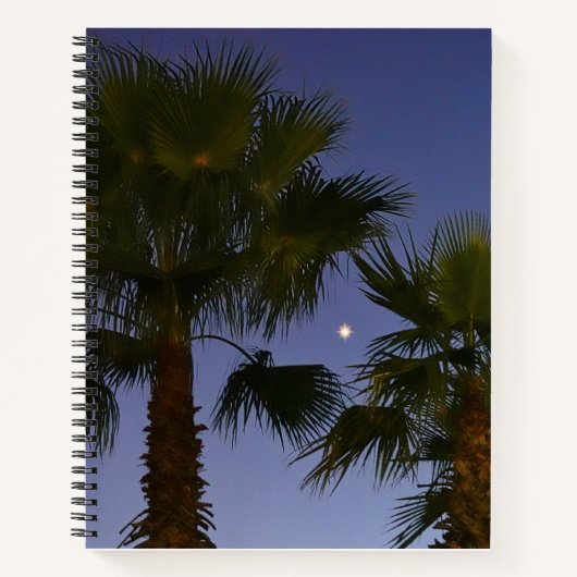 Tropical Palm Tree Wall Art Twilight Coastal ノートブック (正面)