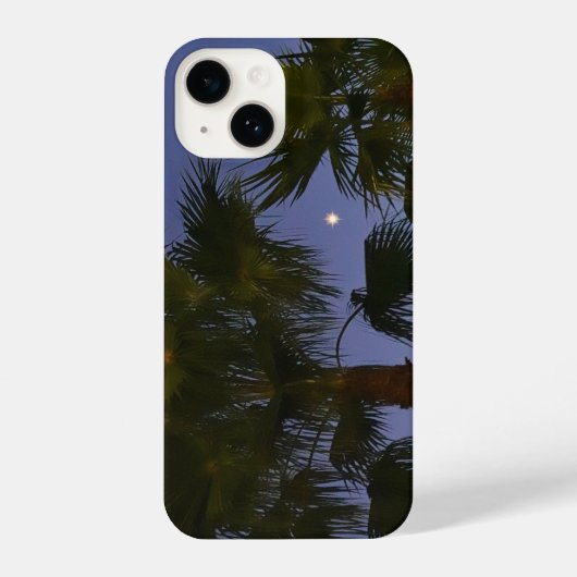 Tropical Palm Tree Wall Art Twilight Coastal iPhoneケース (裏面)