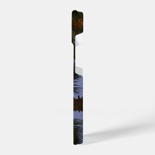 Tropical Palm Tree Wall Art Twilight Coastal iPhoneケース (左側面)