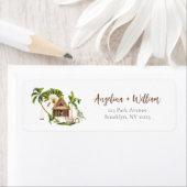 Tropical Palm Tree Wedding Return Address ラベル (インサイチュ)