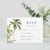 Tropical Palm Tree Wedding RSVP Card (スタンド正面)