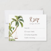 Tropical Palm Tree Wedding RSVP Card (正面)