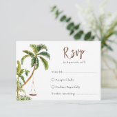 Tropical Palm Tree Wedding RSVP Card (スタンド正面)