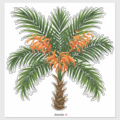 Tropical Palm Tree With Bright Orange Flowers シール (シート)