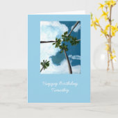 Tropical Palm Treesカスタマイズ可能な誕生日カード カード (黄色い花)