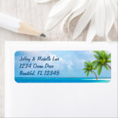 Tropical Palm Trees Beach Address ラベル (インサイチュ)