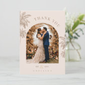 Tropical Palm Trees Beach Destination Wedding サンキューカード (スタンド正面)