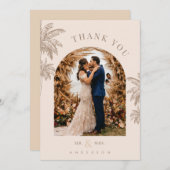 Tropical Palm Trees Beach Destination Wedding サンキューカード (正面/裏面)