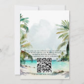 Tropical Palm Trees Beach Scene QR Code Wedding 招待状 (裏面)