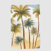 Tropical Palm Trees | Beach Watercolor Painting ゴルフタオル (正面)