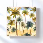 Tropical Palm Trees | Beach Watercolor Painting ポスター
