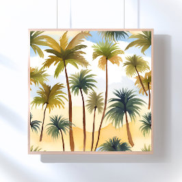 Tropical Palm Trees | Beach Watercolor Painting ポスター