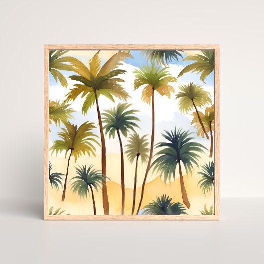 Tropical Palm Trees | Beach Watercolor Painting ポスター
