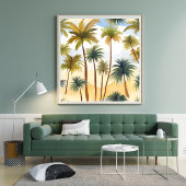 Tropical Palm Trees | Beach Watercolor Painting ポスター