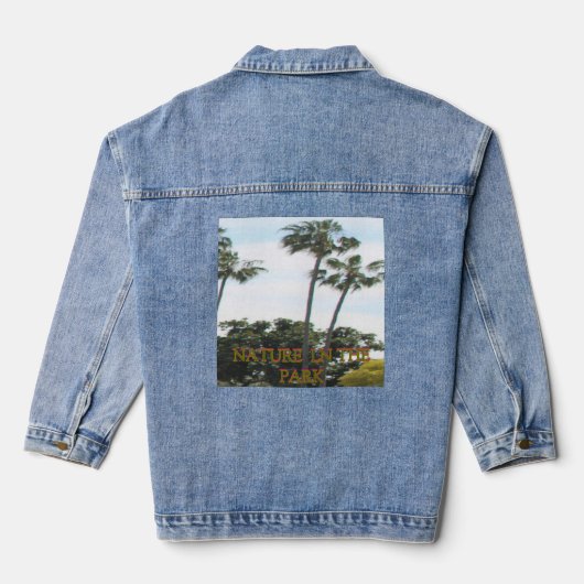 Tropical Palm Trees Blue Sky Stylish Summer Jacket デニムジャケット (裏面)