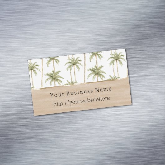 Tropical Palm Trees Cream Business name website マグネット名刺 (インサイチュ)