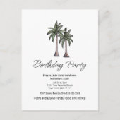 Tropical Palm Trees Elegant 30th Birthday Party インビテーションポストカード (正面)