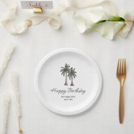 Tropical Palm Trees Elegant 30th Birthday Party ペーパープレート