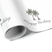 Tropical Palm Trees Elegant 30th Birthday Party ラッピングペーパー (ロールコーナー)