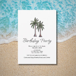 Tropical Palm Trees Elegant 30th Birthday Party 招待状