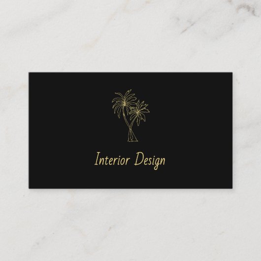 Tropical Palm Trees Elegant Modern Black Gold 名刺 (正面)