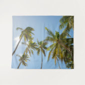 Tropical Palm Trees Low Angle View Beach House タペストリー (正面(横))