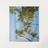 Tropical Palm Trees Low Angle View Beach House タペストリー (正面)