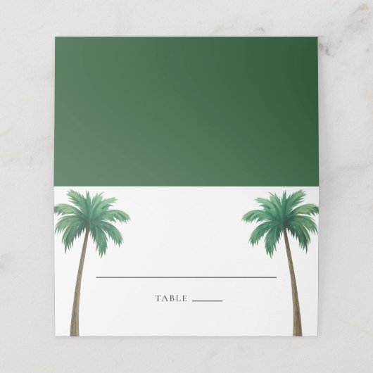 Tropical Palm Trees Minimal Beach Wedding プレイスカード (外部開封)
