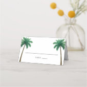 Tropical Palm Trees Minimal Beach Wedding プレイスカード (正面)