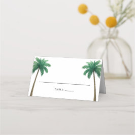 Tropical Palm Trees Minimal Beach Wedding プレイスカード