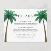 Tropical Palm Trees Minimal Beach Wedding Details エンクロージャーカード (正面)