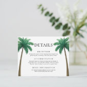 Tropical Palm Trees Minimal Beach Wedding Details エンクロージャーカード (スタンド正面)