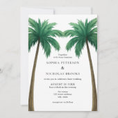 Tropical Palm Trees Minimal Photo Beach Wedding 招待状 (正面)