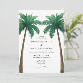 Tropical Palm Trees Minimal Photo Beach Wedding 招待状
