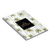 Tropical Palm Trees Mint Black Hello Beautiful ノートブック (右側)