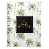 Tropical Palm Trees Mint Black Hello Beautiful ノートブック (正面)