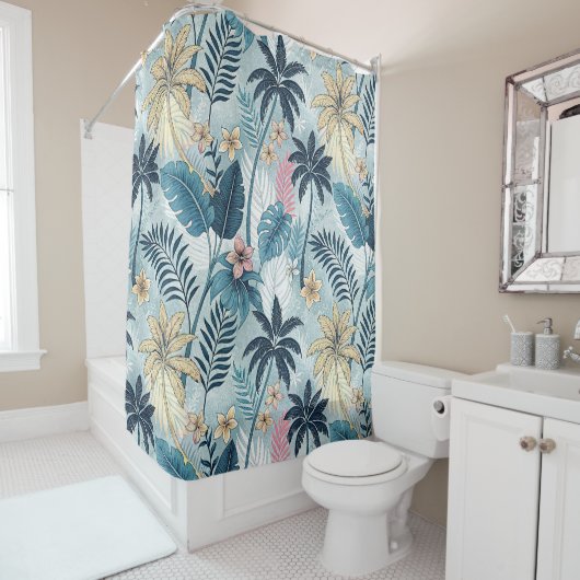 Tropical Palm Trees Monstera Beach シャワーカーテン (インサイチュ)