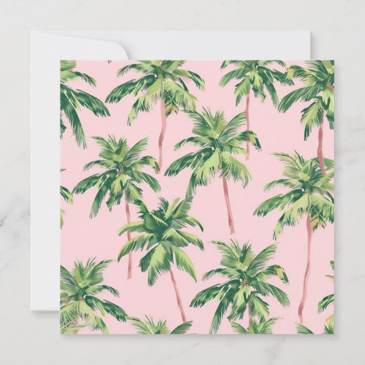 Tropical Palm Trees on Pink Monogram ノートカード (裏面)