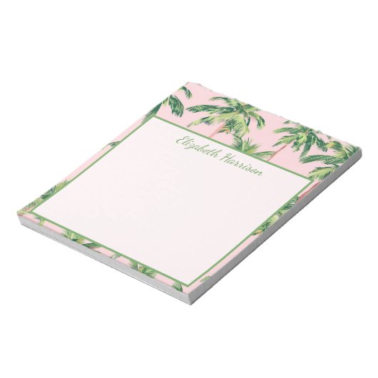 Tropical Palm Trees on Pink Personalized ノートパッド (回転)
