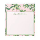 Tropical Palm Trees on Pink Personalized ノートパッド (正面)