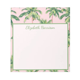 Tropical Palm Trees on Pink Personalized ノートパッド