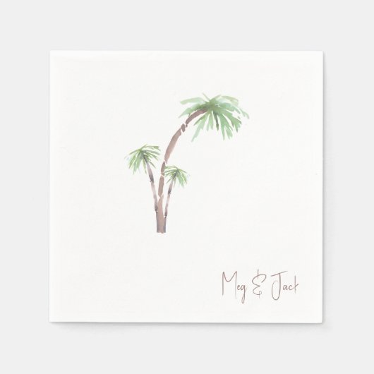 Tropical Palm Trees Personalized Script Names スタンダードカクテルナプキン (正面)