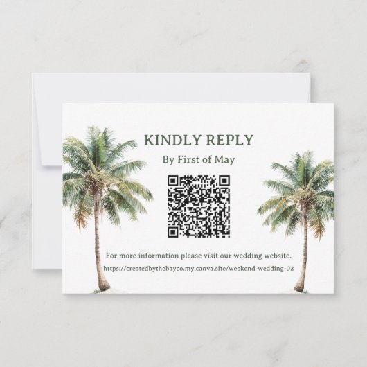 Tropical Palm Trees QR RSVP Card (正面)