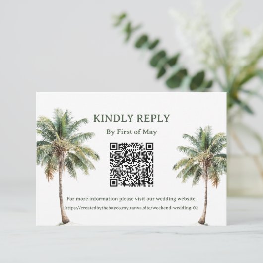 Tropical Palm Trees QR RSVP Card (スタンド正面)