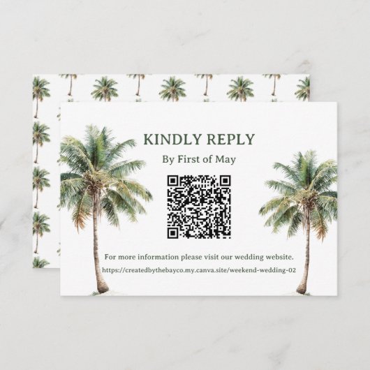 Tropical Palm Trees QR RSVP Card (正面/裏面)