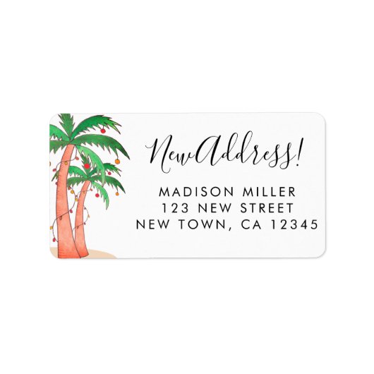 Tropical Palm Trees Return Address ラベル (正面)