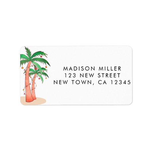 Tropical Palm Trees Return Address  ラベル (正面)