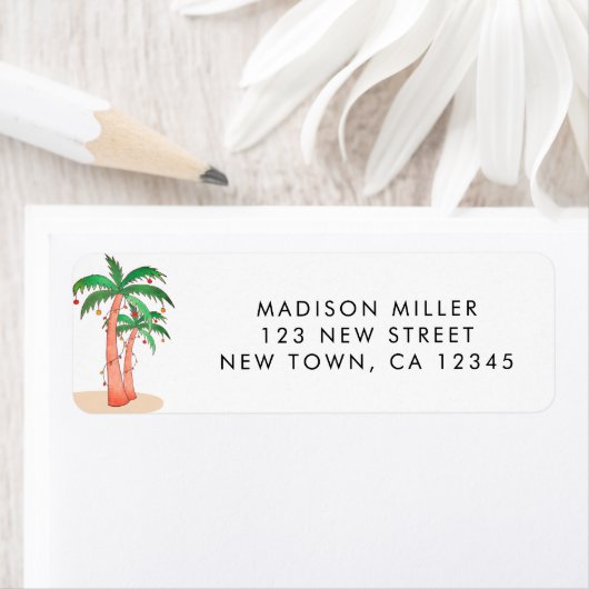 Tropical Palm Trees Return Address ラベル (インサイチュ)