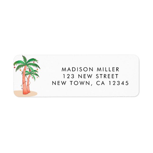 Tropical Palm Trees Return Address ラベル (正面)